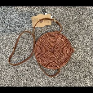 Brown Woven Crossbody Bag